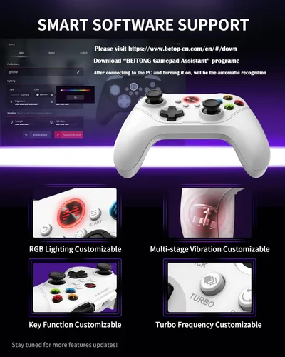 Vista 6 de Asura 2 Pro PC Game Controller Wireless Gamepad Hall Effect Trigger Joystick For Windows 7 8 10 11,Android TV,Steam,Tesla,Simulator,with