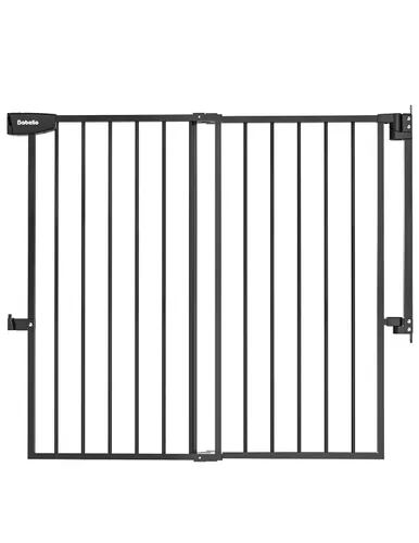 Vista 13 de Babelio Puerta de seguridad para bebés para escaleras, cocina y puertas, sin barra inferior, fácil instalación, operación con una sola mano, cierre