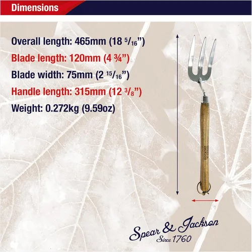 Vista 6 de Spear & Jackson Tenedor de malezas de mano de acero inoxidable, herramienta de jardinería duradera para deshierbe eficiente y aireación del suelo