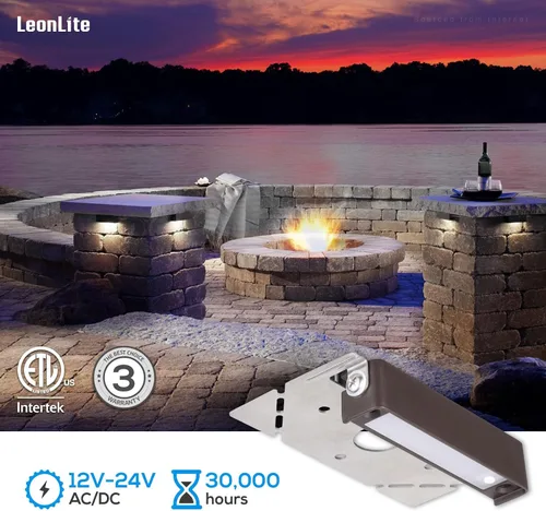 Vista 5 de LEONLITE Paquete de 8 luces LED de 4 pulgadas, luces de pared de contención actualizadas, iluminación LED de paisaje, 12 luces de pavimentación