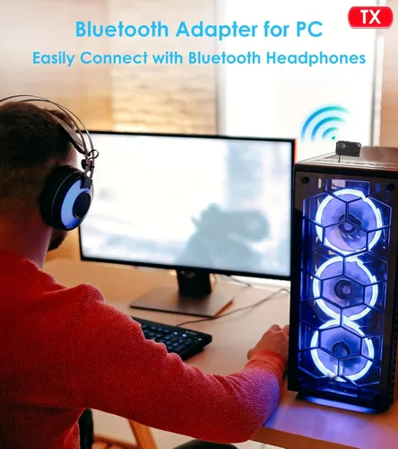 Vista 7 de Adaptador Bluetooth de avión para auriculares AirPods, transmisor Bluetooth para TV/PC/gimnasio, receptor de audio de 0.138 in para estéreo