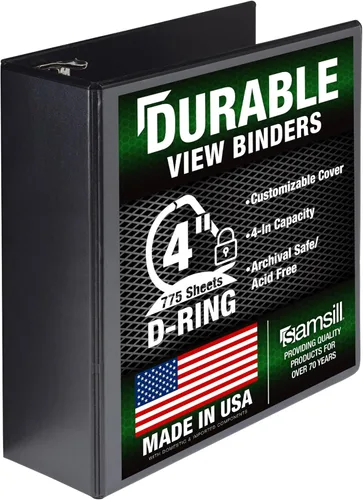 Vista 152 de Samsill - Carpeta duradera de 5 pulgadas, fabricada en los Estados Unidos, con anillos en D, transparente y personalizable, color blanco