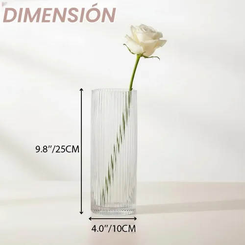 Vista 7 de Jarrón de vidrio ámbar, florero de cristal, jarrón de vidrio acanalado, moderno jarrón para flores, jarrón alto de vidrio para sala de estar, mesa