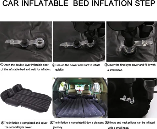 Vista 6 de Colchón de aire inflable para SUV, colchón de aire inflable engrosado para automóvil, camping, viajes, con 2 almohadas y bomba de aire, cama