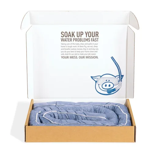 Vista 2 de PIG Calcetín absorbente resistente al moho Serpiente absorbente de agua 3 pulgadas de ancho x 10 pies de largo Absorción de 2.5 galones