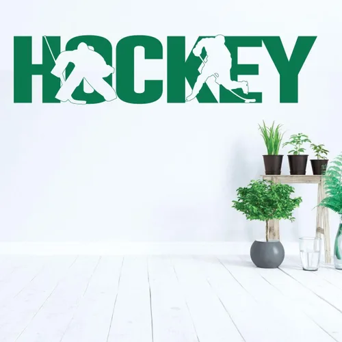 Vista 4 de Hockey Wall Decal With Players Silhouette - Vinyl Decoration for Boys Bedroom, Playroom or Man Cave