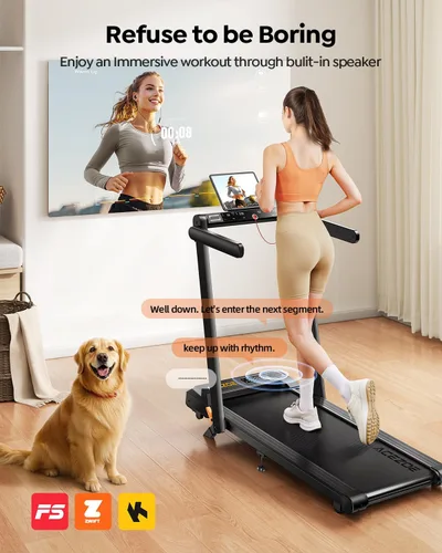 Vista 6 de Acezoe Foldable Treadmill with 0-15% Incline and Handle Bar, 2.5HP Treadmills for Home, Under Desk Treadmill with 300LBS Capacity, Walking Pad with