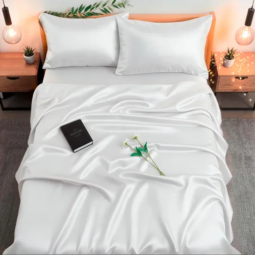 Vista 9 de Colorado Home Co SUNDAYSILKS Sábanas de seda de morera Juego de 4 piezas Queen Ropa de cama natural Suave y duradera Seda real orgánica