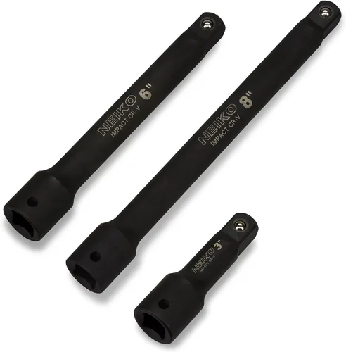 NEIKO 00237A Juego de barras de extensión de impacto de 1/2 pulgada, fabricadas con acero CrV, tamaños de 3 pulgadas, 6 pulgadas y 8 pulgadas, juego