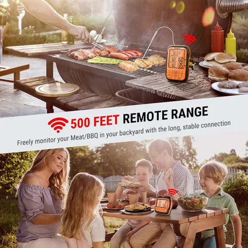 Vista 2 de Termómetro de carne ThermoPro TP28 inalámbrico con sonda doble para barbacoa, termómetro para parrilla exterior, termómetro de carne para ahumador