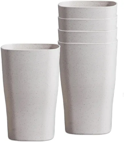 Incauca Juego de 5 vasos cuadrados de plástico de 16 onzas, vaso de plástico para baño para cepillo de dientes, vaso apilable para cepillado de