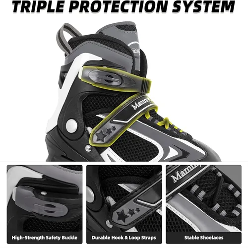 Vista 2 de MammyGol Adjustable Inline Skates for Kids Boys Girls Youth Blades Roller Skates with Light up Wheels Ages 4-16