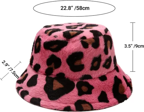 Vista 2 de Umeepar Winter Faux Fur Fuzzy Bucket Hat Fluffy Warm Hat for Women Men