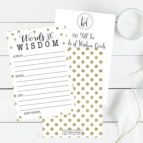 Vista 5 de Hadley Designs 50 tarjetas de consejos de palabras de sabiduría con puntos dorados, tarjetas de consejos de graduación, tarjetas de consejos