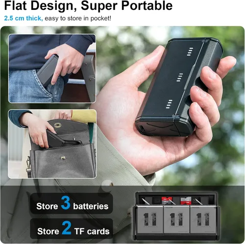 Vista 2 de Smart Pocket Battery Charger for GoPro - Portable Charger Power Indicator for Go Pro Enduro Standard Battery Side Charging Port for Hero 12 Hero 11