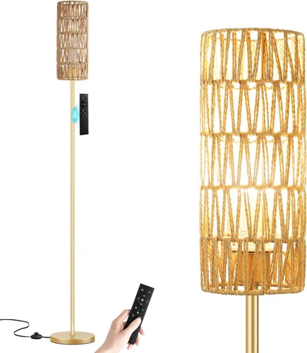 Vista 18 de Ambimall - Lámpara de pie moderna para sala de estar, dormitorio y oficina, con control remoto y regulación continua de temperatura
