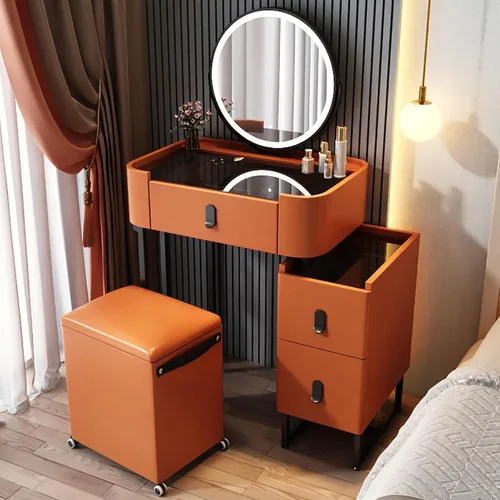 Vista 24 de Vanity Desk with Mirror and Drawers, White Vanity with Mirror, Wooden Makeup Desk for Bedroom Dressing Room, with Adjustable Brightness Mirror,Dark