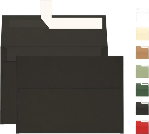 Paquete de 100 sobres negros A7, sobres autoadhesivos imprimibles Goefun para invitación, tarjetas de felicitación de 5 x 7, graduación, cumpleaños,