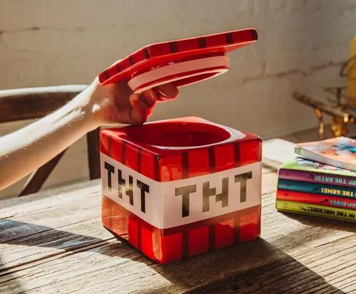 Vista 4 de Minecraft TNT Block - Contenedor de cerámica para galletas de 6 pulgadas con tapa Almacenamiento de cocina para aperitivos