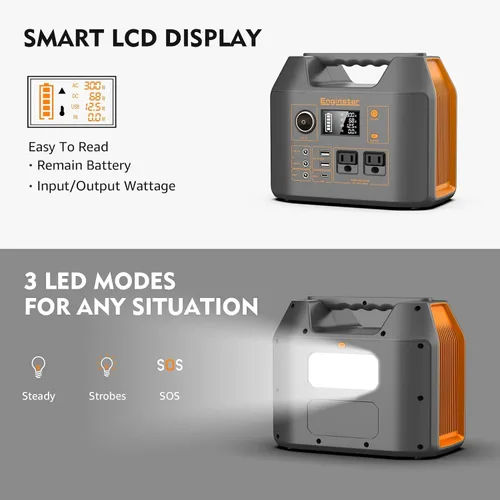 Generador solar portátil, estación de energía portátil de 300 W con panel solar plegable de 40 W, onda sinusoidal pura de 110 V, batería de litio de