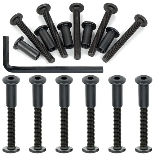 Vista 13 de Surtido de 40 tornillos y tuercas métricas de metal hexagonales plateados, kit de reparación de roscas M6, pernos de tapa de conector de junta