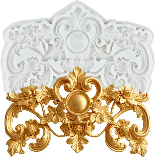 Vista 17 de Moldes barrocos de fondant de encaje de flores, moldes de silicona para curvas, molde de alivio de volutas para decoración de pasteles, decoración