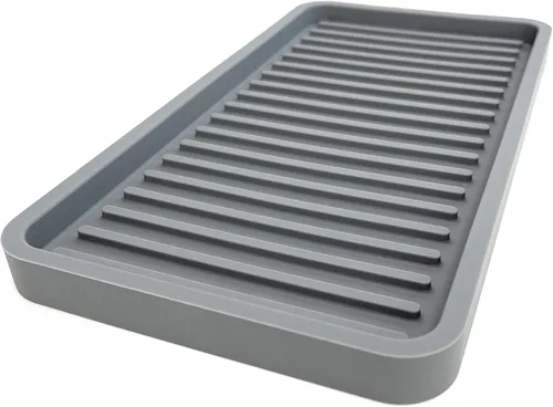 Vista 16 de Happitasa - Bandeja organizadora para fregadero de cocina de silicona, soporte de esponja y protector de encimera, estilo de líneas rectas