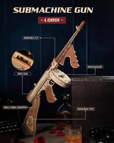 Vista 2 de ROKR Rompecabezas 3D de madera para adultos 275 piezas Bandas de goma de subametralladora Artesanías de madera Kits de modelo de construcción DIY