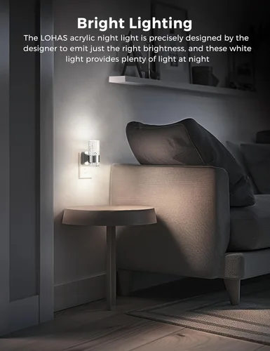 Vista 43 de L LOHAS LED Luz nocturna, paquete de 2 luces nocturnas de burbujas de 3000 K enchufables a la pared, luces nocturnas acrílicas con sensor de luz