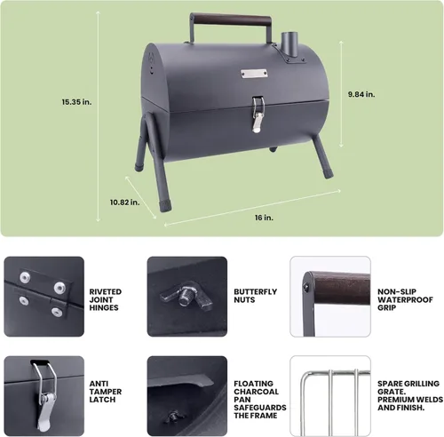 Vista 5 de AGG - Parrilla de carbón portátil – Combo de barbacoa y parrilla de mesa 2 en 1 – Mini parrilla compacta para camping, balcón y portón trasero