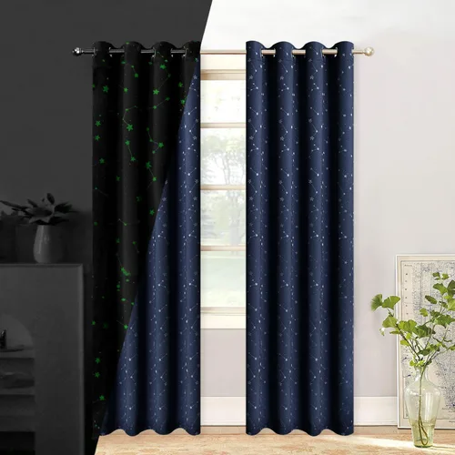 Vista 6 de Cortinas opacas negras para dormitorio, cortinas de oscurecimiento de habitación de 63 pulgadas de largo, cortinas opacas para sala de estar