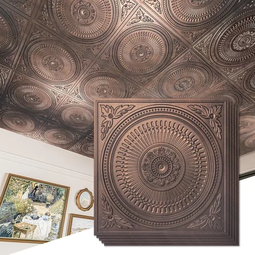 Vista 10 de Art3d Paquete de 12 azulejos de techo colgantes de 2 x 2 pies, paneles de techo de PVC decorativos de fácil instalación para interiores de cocina