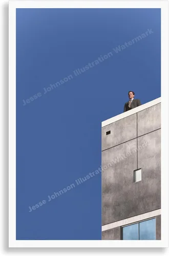 Jesse Johnson Illustration Michael Scott va a saltar cartel // La oficina // Dwight Schrute // Nivel de amenaza medianoche, Comedia, gracioso, dwight