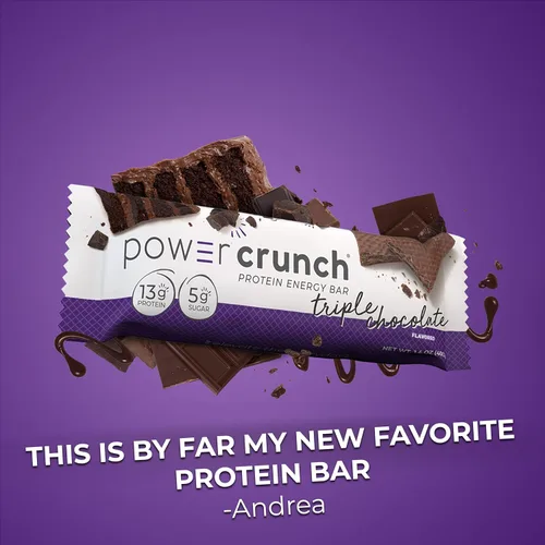 Vista 6 de Barritas de proteína Power Crunch, paquete surtido, en 6 sabores, barras de 1,4 onzas (30 unidades). Snacks altos en proteínas con delicioso sabor