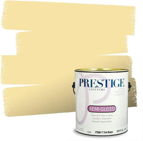 Vista 192 de PRESTIGE Pinturas de pintura exterior e imprimación en uno, 1 galón, plano, combinación comparable de Benjamin Moore* Manzanilla*