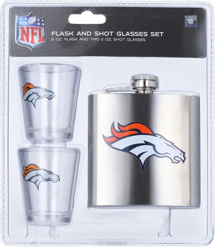 Juego de vasos de chupito y petaca de acero inoxidable de la NFL