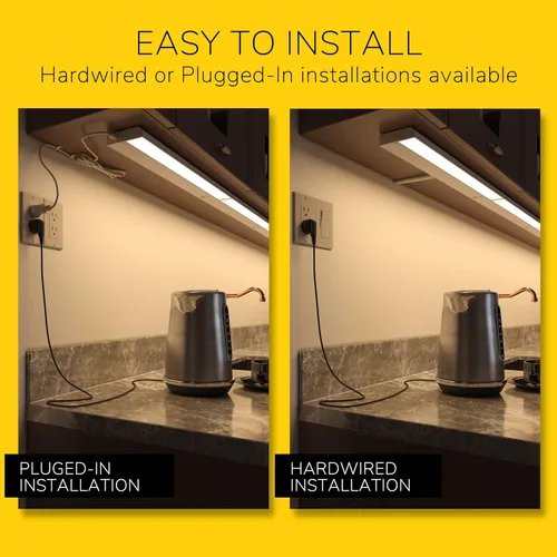 Vista 3 de Luz LED GetInLight, regulable, con certificación ETL, para debajo de los armarios, con 3 niveles de color: blanco cálido 2,700 K, blanco suave 3,000