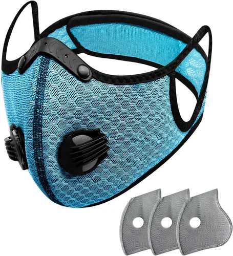 Vista 18 de FULIER Máscara facial antipolvo, antivaho para deportes al aire libre, reutilizable, protección facial