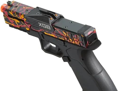 Vista 5 de Poseidon CSI XG8 - Pistola de aire comprimido de aluminio con respaldo de gas, anodizada en color rojo/naranja/negro