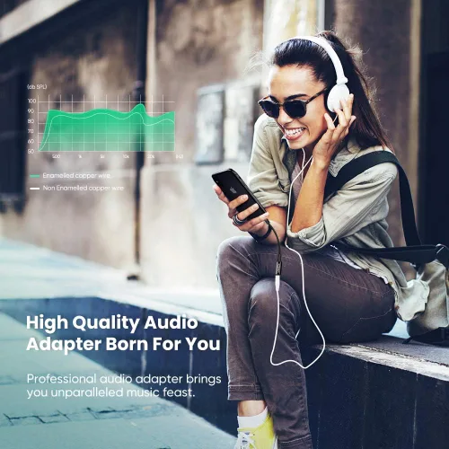 Vista 8 de UGREEN - Adaptador de auriculares para iPhone, Lightning a conector de 3,5 mm, con certificación Apple MFi, dongle de audio auxiliar compatible