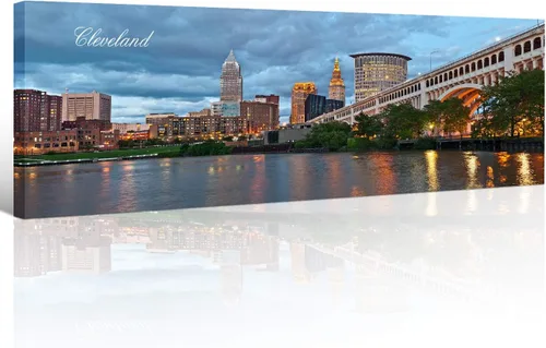 Vista 37 de Atlanta Skyline - Arte de pared para sala de estar, lienzo de paisaje urbano, decoración moderna para el hogar, imágenes panorámicas, edificio