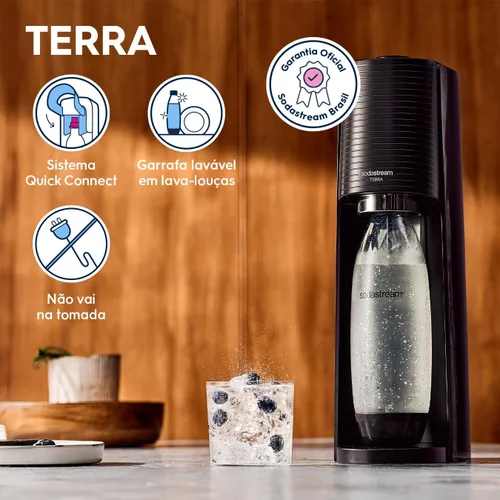 Vista 8 de SodaStream Terra - Máquina para hacer agua con gas, con botella de agua reutilizable sin BPA de 1 litro para carbonatación y cilindro de gas de CO2