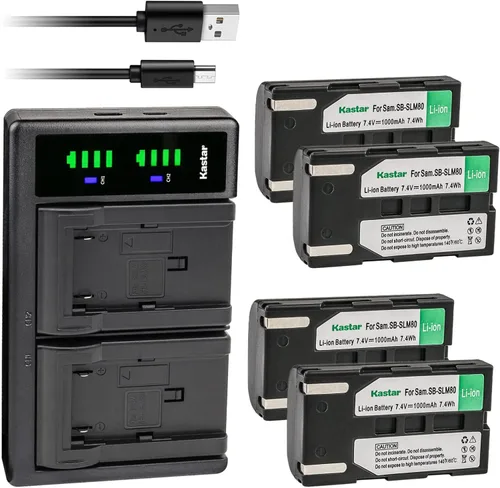 Vista 8 de Kastar Paquete de 2 baterías SB-LSM80 y cargador USB LTD2 de repuesto para Samsung SC-D263 SC-D351 SC-D352 SC-D353 SC-D354 SC-D355 SC-D357 SC-D362