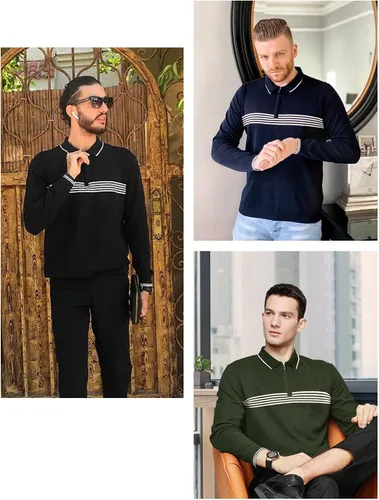 Vista 3 de ALTAIREGA Camisas polo para hombre de algodón puro sin botones de manga larga ligera sudadera deportiva casual de golf