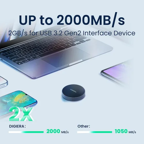 Vista 4 de DIGIERA 1TB SSD Magnético Portátil, Unidades de Estado Sólido Externas con USB-C 3.2 Gen 2x2, Velocidad de hasta 2000MB/s, Compacto y Duradero