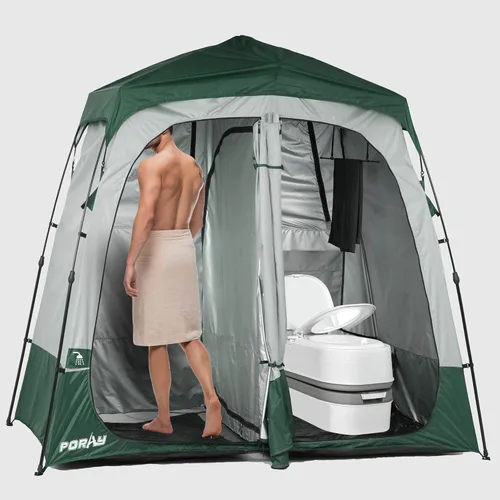 Vista 19 de Porayhut Camping Shower Tent Deluxe Changing Room Easy Set Up Privacy Shelter,Large Toilet Tent with Floor Drain Design for Beach, Camping,Hiking