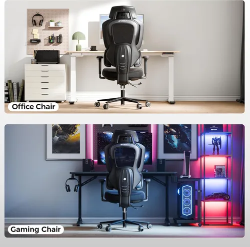 Vista 7 de EUREKA ERGONOMIC Typhon Gaming Chair, Ergonomic Office Chair, Home Office Desk Chairs, Gaming Chairs for Adults, Mesh Office Chair, Adjustable Black