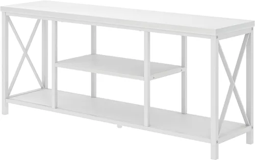 Vista 10 de EXCEFUR Moderno centro de entretenimiento para televisores de hasta 55 pulgadas, soportes de TV de madera con estantes de almacenamiento, mesa