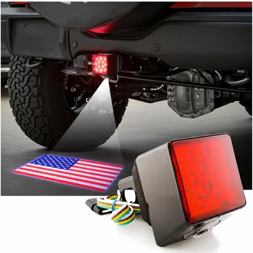 Vista 6 de Cubierta de Enganche de Remolque Compatible con Ford de 2 Pulgadas con Proyector LED Luz de Charco/Luz de Marcha - una Cubierta de Enganche de FRD-1