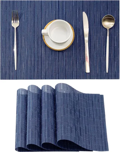 Vista 75 de Leetaltree - Juego de 4 manteles individuales beige, antideslizantes, resistentes al calor, para mesa de comedor, lavables, duraderos, de PVC